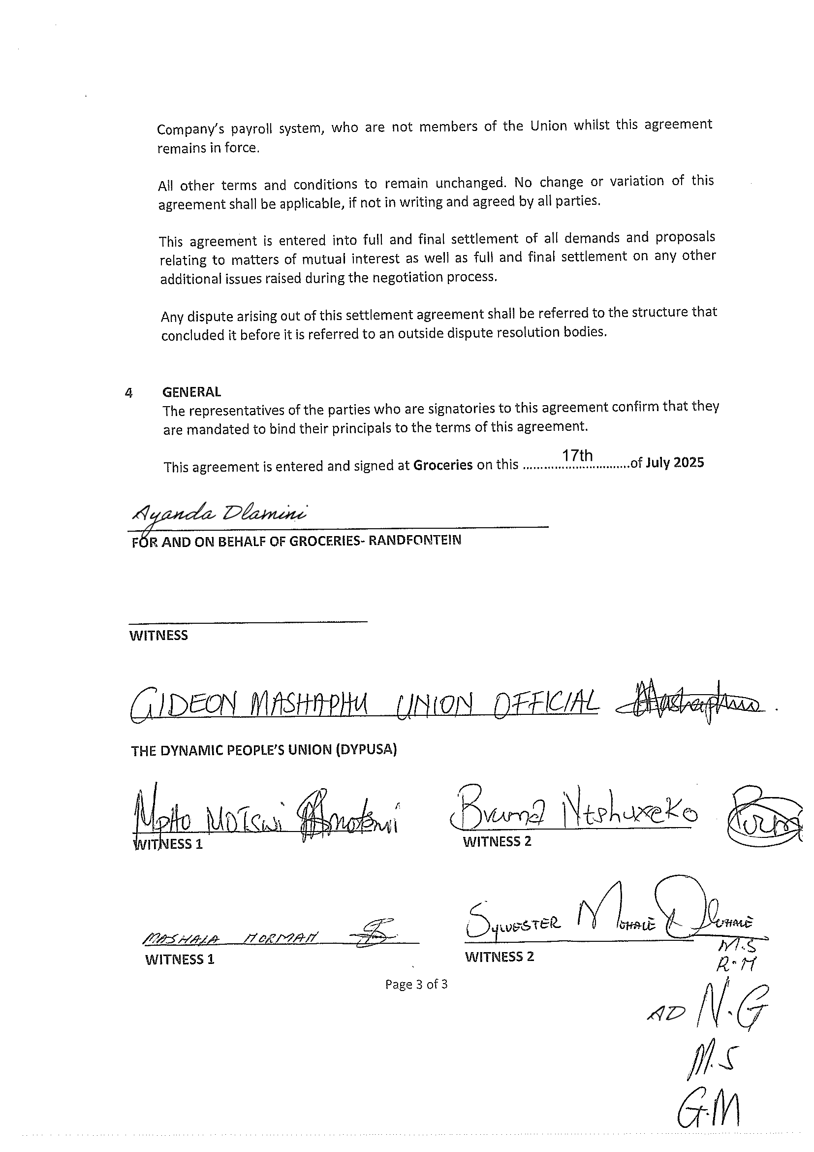  LS SUPPLY CHAIN (PTY) LTD WAGE NEGOATIONS